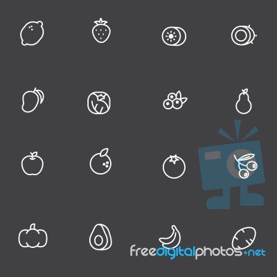 Fruit And Vegetables   Outline Icon Set  Illustration Eps 10 Stock Image