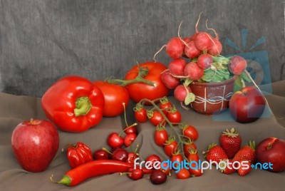 Fruit And Vegetables Red Stock Photo