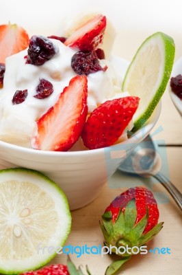 Fruit And Yogurt Salad Healthy Breakfast Stock Photo