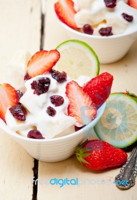 Fruit And Yogurt Salad Healthy Breakfast Stock Photo