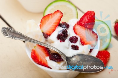 Fruit And Yogurt Salad Healthy Breakfast Stock Photo