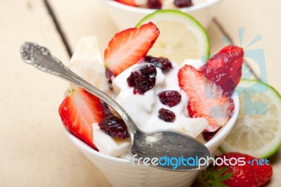 Fruit And Yogurt Salad Healthy Breakfast Stock Photo