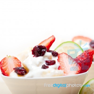 Fruit And Yogurt Salad Healthy Breakfast Stock Photo