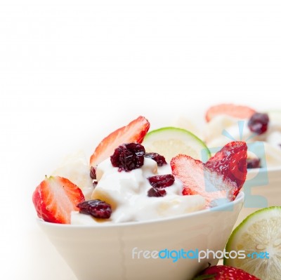 Fruit And Yogurt Salad Healthy Breakfast Stock Photo