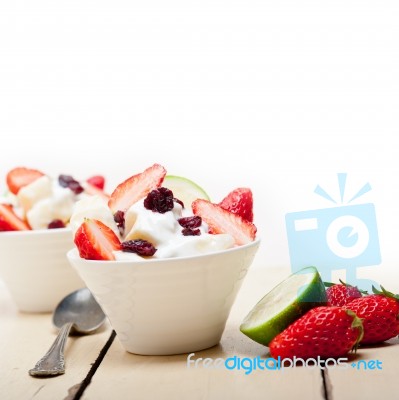 Fruit And Yogurt Salad Healthy Breakfast Stock Photo