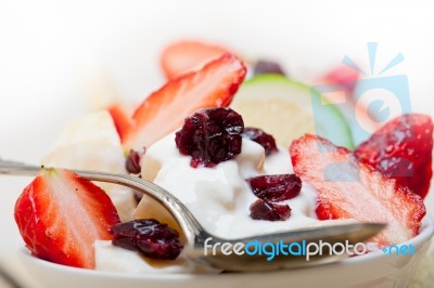 Fruit And Yogurt Salad Healthy Breakfast Stock Photo