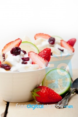 Fruit And Yogurt Salad Healthy Breakfast Stock Photo