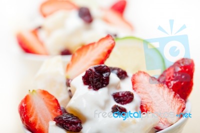 Fruit And Yogurt Salad Healthy Breakfast Stock Photo