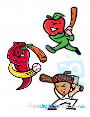 Fruit Baseball Sports Mascot Collection Stock Image