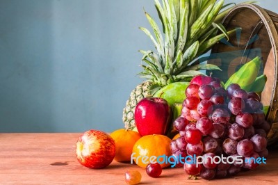 Fruit From The Farm  On A Wooden Stock Photo