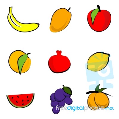 Fruit Icons Stock Image