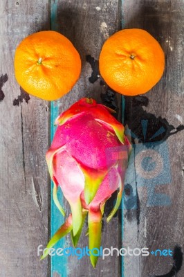 Fruit On A Wooden Board Stock Photo