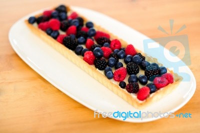 Fruit Pie In Tray Stock Photo