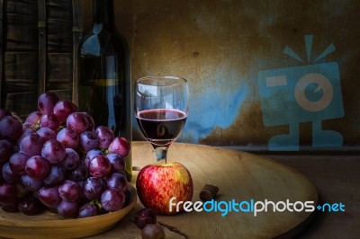 Fruits And Wine Grapes Stock Photo