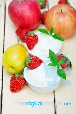 Fruits And Yogurt Stock Photo