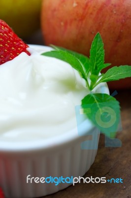 Fruits And Yogurt Stock Photo