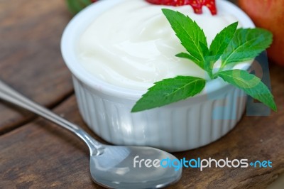 Fruits And Yogurt Stock Photo