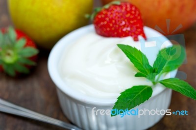 Fruits And Yogurt Stock Photo