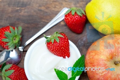 Fruits And Yogurt Stock Photo