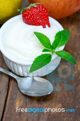 Fruits And Yogurt Stock Photo