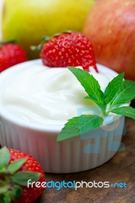 Fruits And Yogurt Stock Photo