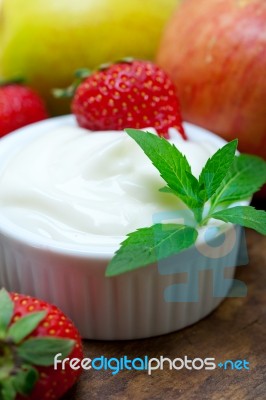 Fruits And Yogurt Stock Photo