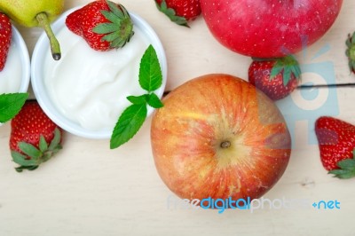 Fruits And Yogurt Stock Photo