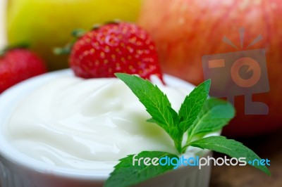 Fruits And Yogurt Stock Photo