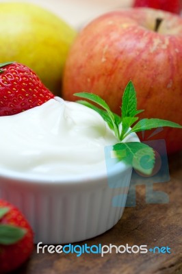 Fruits And Yogurt Stock Photo