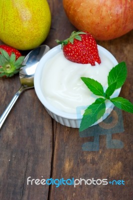 Fruits And Yogurt Stock Photo