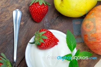 Fruits And Yogurt Stock Photo