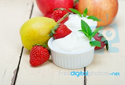 Fruits And Yogurt Stock Photo