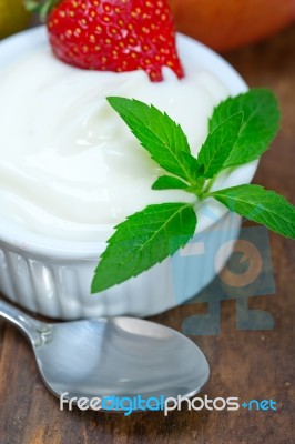 Fruits And Yogurt Stock Photo