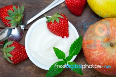 Fruits And Yogurt Stock Photo