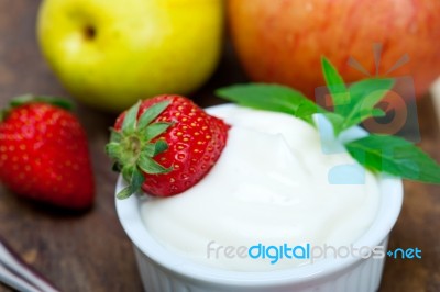 Fruits And Yogurt Stock Photo