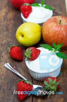 Fruits And Yogurt Stock Photo