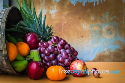 Fruits In A Basket Stock Photo