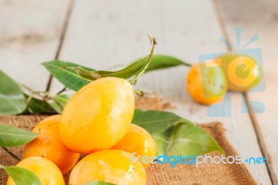 Fruits On Wooden Boards Stock Photo