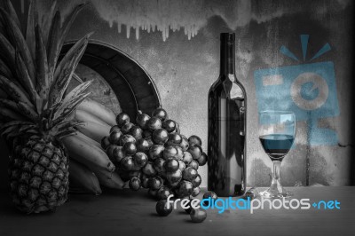 Fruits With Black And White Background Stock Photo