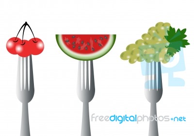 Fruits With Forks Stock Image