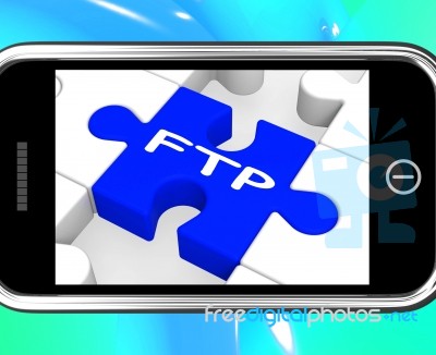 Ftp On Smartphone Showing Data Transmission Stock Image