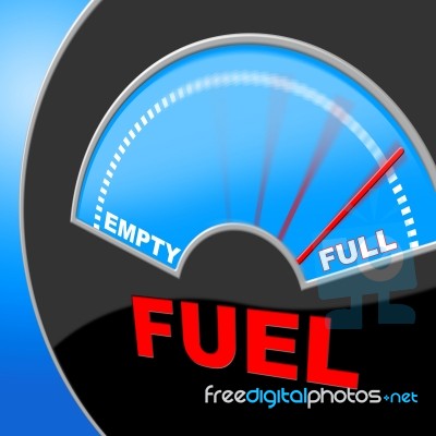 Fuel Full Shows Energy Gauge And Power Stock Image