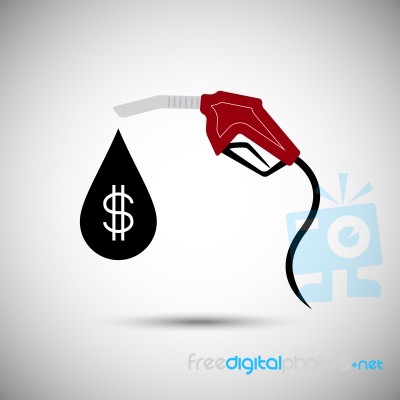 Fuel Nozzle With Dollar Drop  Illustration Stock Image