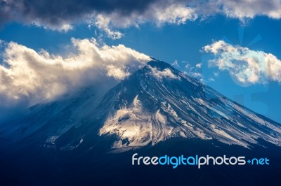 Fuji Mountain In Japan. Dark Tone Stock Photo