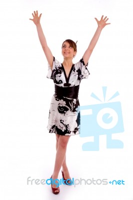 Full Body Pose Of Happy Young Japneese Stock Photo