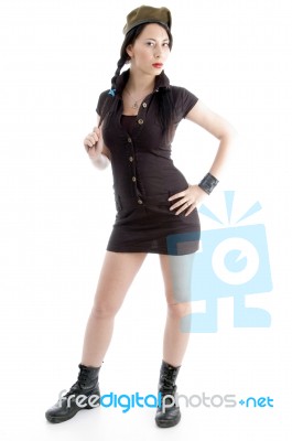 Full Body Pose Of Young Model Stock Photo