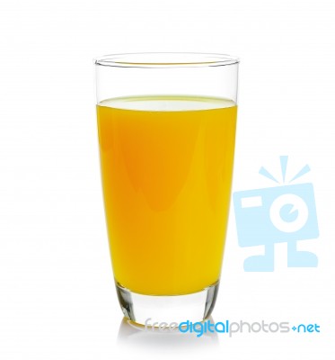 Full Glass Of Orange Juice Isolated On White Background Stock Photo