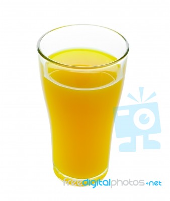 Full Glass Of Orange Juice Isolated On White Background Stock Photo