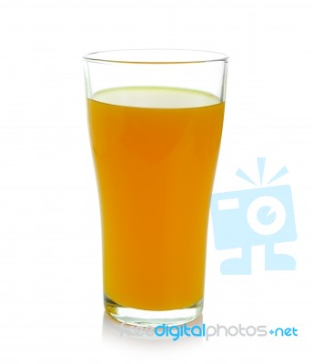 Full Glass Of Orange Juice Isolated On White Background Stock Photo