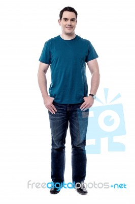 Full Length Of Casual Man Posing Stock Photo